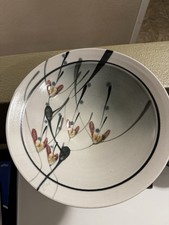 Vintage Ken Booth Art Pottery Serving Bowl Signed Asian Theme 10