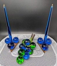 Vintage Blue & Green Lucite Grapes & Candlesticks Rare Mid Century Modern Decor picture