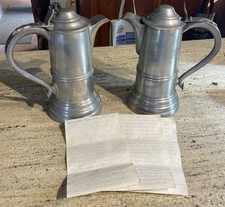 Antique c.1850’s Reed & Barton Pewter Communion Flagons Set Of 2 *W/Provenance* picture