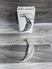 VINTAGE DEPT 56 FROSTED MERCURY GLASS SMALL MOON ORNAMENT SHINY / MATTE WITH BOX picture