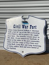 VINTAGE ESTATE FRESH CIVIL WAR FORT INFO SIGN RARE PIECE COOL picture