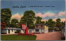 1950s Houston, Texas Postcard CACTUS COURTS Route 90 Roadside Linen / Unused picture