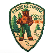 Smokey Bear Patch Vintage 1975 Please Be Careful Prevent Forest Fires picture