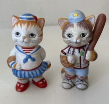 Vtg 90s BC Bronson Collectible Kitty Cat Porcelain Figurine Lot Of 2  picture