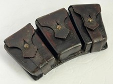 Vintage Turkish Mauser M1909 Style 3 Pocket Leather Ammo Pouch 60 Round picture