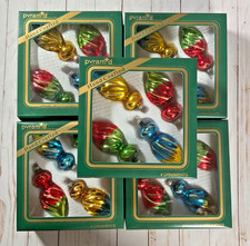 Five Boxes (20 Total) Vintage Pyramid Hand Crafted Christmas Ornaments 4