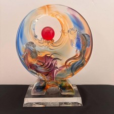 Liuli Crystal Glass Goldfish Fengshui Crystal Fish Ornament – office home decor picture