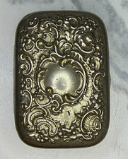 Antique Victorian Silver Tone Hinged Box Repousse Floral Vanity Soap Case picture
