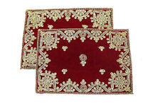 Indian traditional Puja Chowki Assan Embroidered Velvet 10*13 Inch Pack of 2 picture
