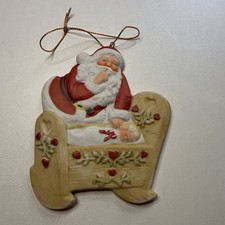 Vintage 1989 Enesco Red Santa Claus Ornament Small Resin Hand Painted Hanging picture