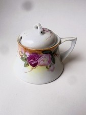 ANTIQUE Hand Painted Nippon Rose Mustard Jar picture