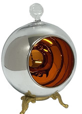 Vtg MCM Atomic Silver Hand Blown Glass Indent Orange Christmas Ornament 10