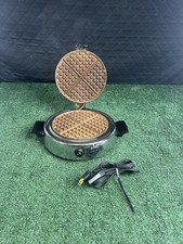 Vintage Dominion 1316 Chrome Waffle Maker Round Silver Power Cord Video π₯ Works picture