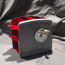 VINTAGE ARCO Manual Crank Metal Playing Card Shuffler Red/Silver Pats. Pending picture
