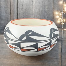 M L Laguna Hand Made Pottery Native American Artist Signed Planter Dish Bowl VTG picture