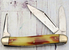 Vintage 1950's Era Unmarked (Ulster?) Small Punch Stock Knife - Colorful Handles picture