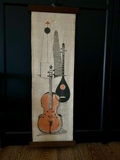Vintage Tom Tru Robert Bushong Linen Wall Hanging Mid Century Modern Cello MCM picture