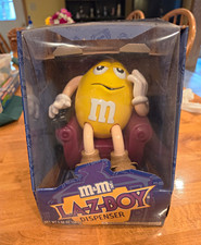 Vintage M&M's LA-Z-BOY Candy Dispenser Yellow Character in Red Chair w/ Box picture