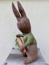 Whimsical Folk Art Rabbit Outsider Art Soft Sculpture Primitive Handmade Bunny picture