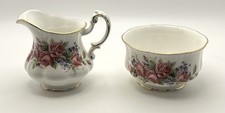 Paragon Rose and Violet Creamer and Sugar Set Bone China Made in England picture