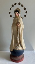 Vintage LARGE 21 Inches Statute Of The Blessed Virgin Mary Wood and Cloth picture