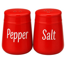 Red Ceramic Salt and Pepper Shaker Set Classic Retro Diner Style 2 Oz Each picture