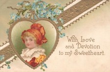 Postcard Valentine Unsigned Clapsaddle International Art Pub. Cute Girl Gold picture
