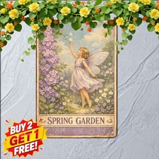 Lilac Fairy Maiden Botanical Floral Garden Plaque Metal Tin Sign 8x12 picture