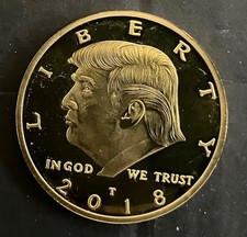 2018 Donald Trump Liberty Collector Round Gold Tone In Protective Plastic Case picture