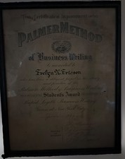 The Palmer Method Of Business Writing Student Award 1926 Antique Framed picture