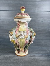Vintage Italian Capodimonte Style Cherub Putti Covered Urn Vase Crown N picture