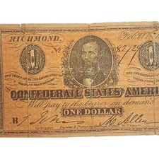 Vintage Whitman CSA $1 Confederate States America Facsimile Play Money Replica picture