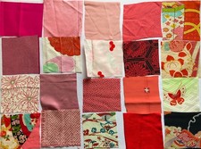 Vintage Japanese Kimono Fabric Remnants Scrap (Craft Remake DIY)3.93” 20PCS picture