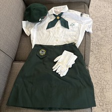 Girl Scouts Cadettes Uniform, Blouse, Tie, Pin, Skirt, Gloves, Hat 1960’s/70’s picture