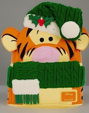Loungefly Disney Tigger 2026 Holiday Mini Backpack w/ Green Scarf Santa Hat NWT picture