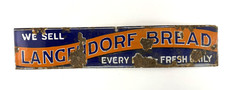 Rare Antique 30's era genuine Langendorf Bread DOOR PUSH PORCELAIN SIGN picture