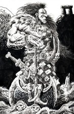 Slaine and Ukko-2000 AD-Celtic Warrior-OOAK Original Dark Fantasy Drawing-Myke picture