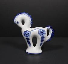 VIntage GZHEL Porcelain HORSE Cobalt Blue & White MADE IN USSR | Hand Painted picture