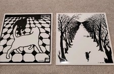 2 Metropolitan Museum of Art MMA Félix Vallotton Cat Ceramic Tile Trivets 1994 picture