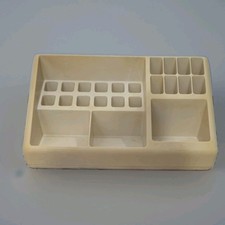 Vintage 1970s Burtch Barone Makeup Organizer Vanity Cosmetic Caddy Beige MCM picture