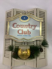 Vintage 1960’s Country Club Malt Liquor Beer Shield & Shutter Lighted Bar Sign picture