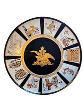 Vintage 1970s Anheuser Busch History of Beer Glass Plate 13 Inch Collectible Dec picture