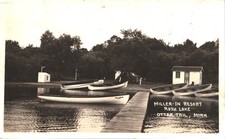 BOAT DOCK, COTTAGE otter tail mn 1940s postcard real photo rppc minnesota picture