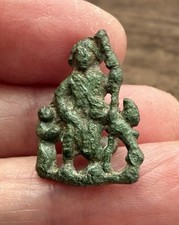 15TH CENTURY. BRASS PILGRIM’S BADGE. SAINT CHRISTOPER WITH JESUS AT SIDE. picture