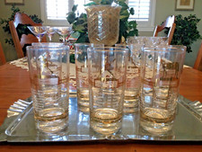 Vintage 1950's Sport Kings Gold on Clear Collectible Glassware - 7 picture