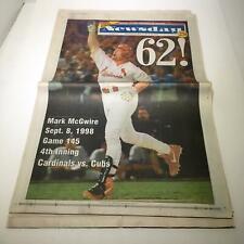 Newsday: Sept 9 1998 62 Mark McGwire st louis cardinals hr chase picture