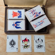 Vintage Mid Century ARRCO Playing Cards 4 Complete Deck Patriotic USA Set Case picture