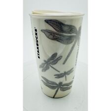 Starbucks 2014 green dot collection black & white dragonfly 12oz  ceramic tumblr picture