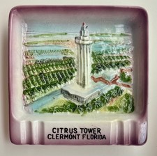 Vintage 1960s Clermont Florida Citrus Tower Souvenir Ceramic Ashtray picture