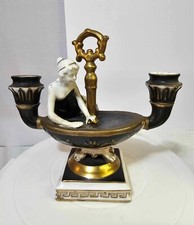 RARE Signed RPM porcelain candlestick/ candelabra w/ woman lady w handle- READ picture